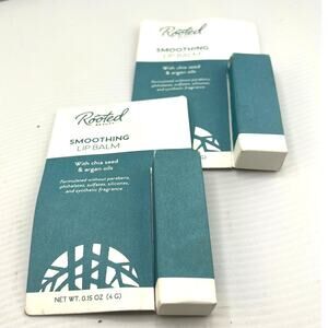 New set of 2 Rooted Beauty Smoothing Lip Balm Chapstick chia seed argan oils